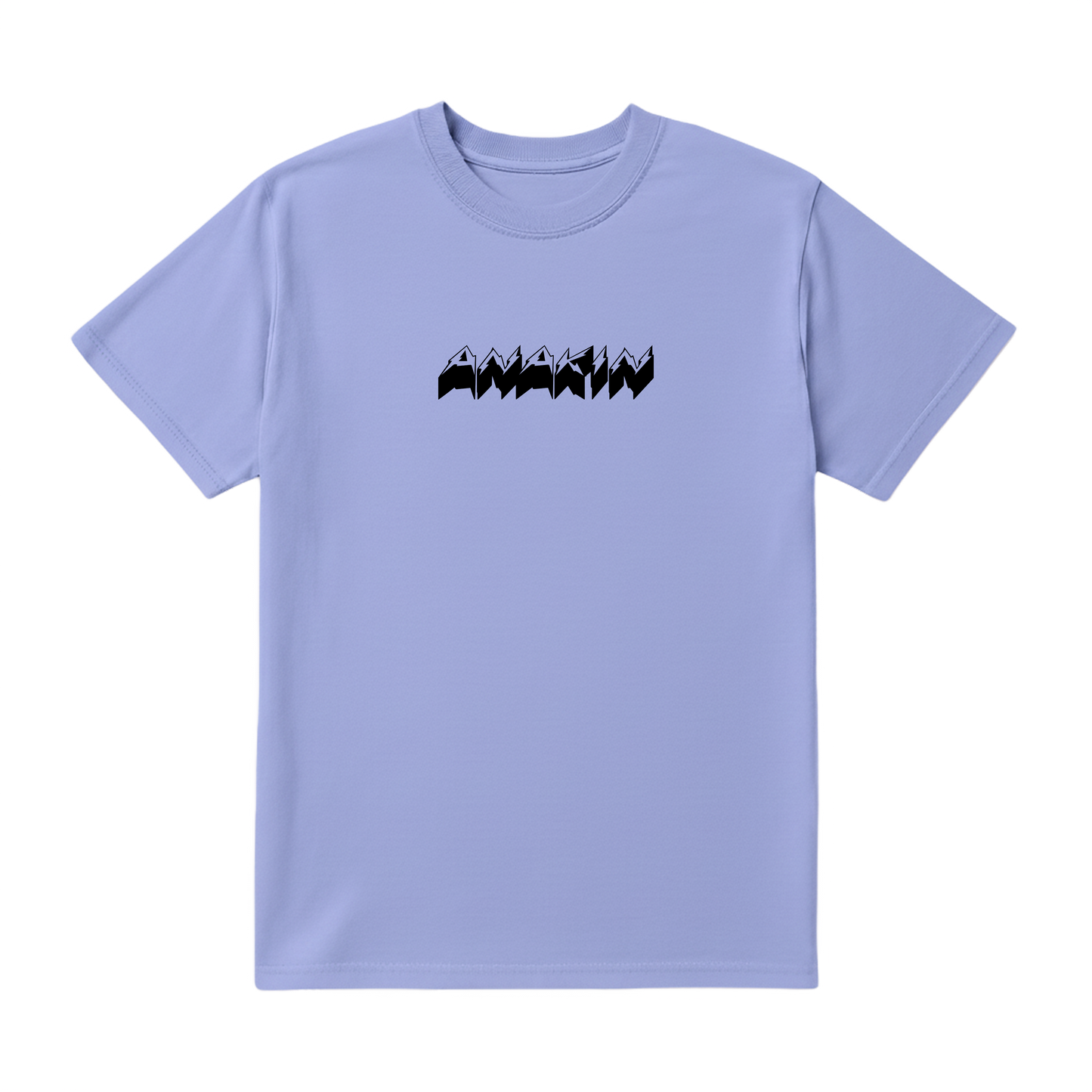 Light purple t-shirt with black graphic design on a white background