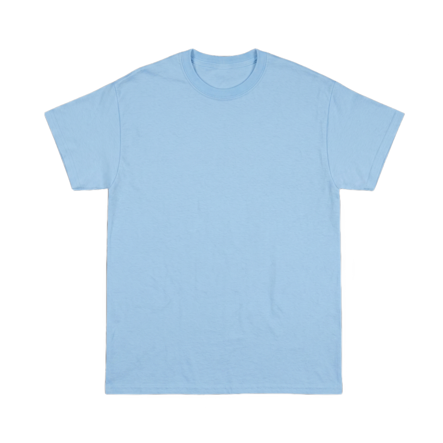 Plain light blue t-shirt on a white background