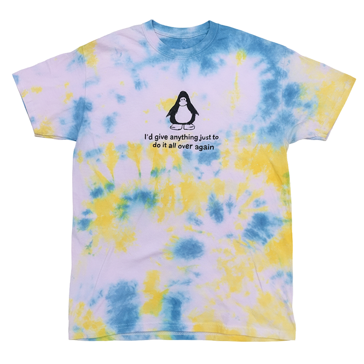 Penguin T-Shirt — Blue Tie Dye